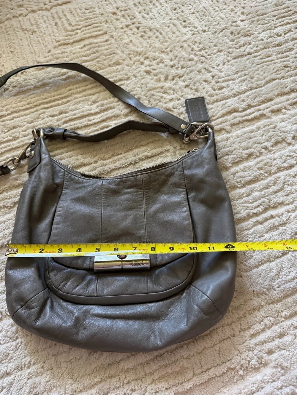 Coach Kristin Gray Leather Zipper Hobo Crossbody Shoulder Bag Style 16808 - Picture 9 of 11